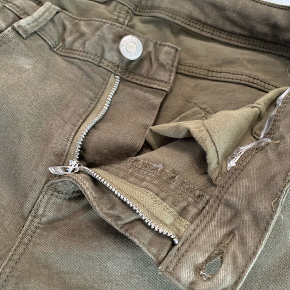 Zara Trafaluc Denim Makers Olive Green Long Pants Size 28 - Picture 14 of 17